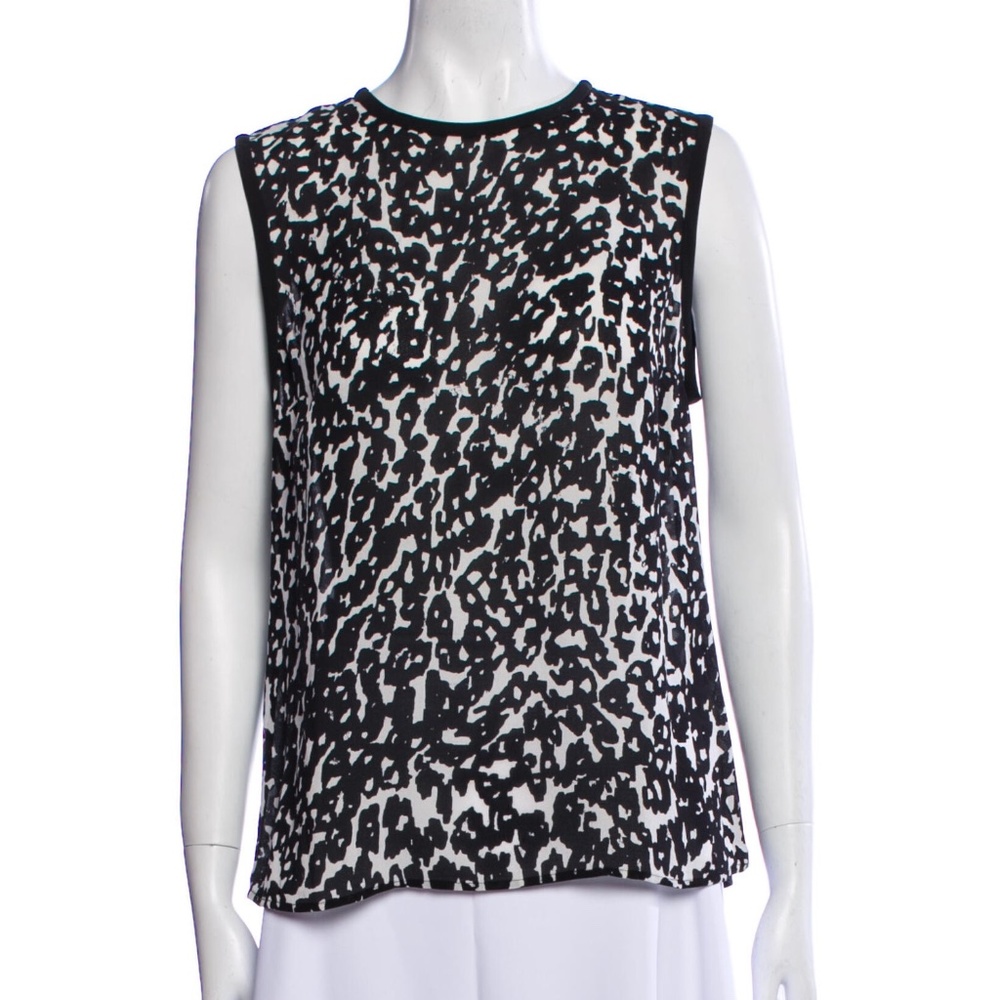 A.L.C. silk black and white animal print sleeveless top small pre-owned